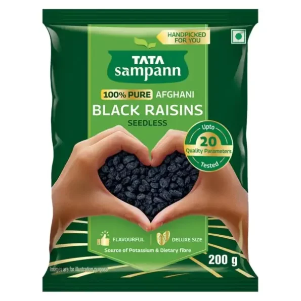 Tata Sampann 100% Pure Afghani Black Raisins Seedless 200 g available on Herbkart