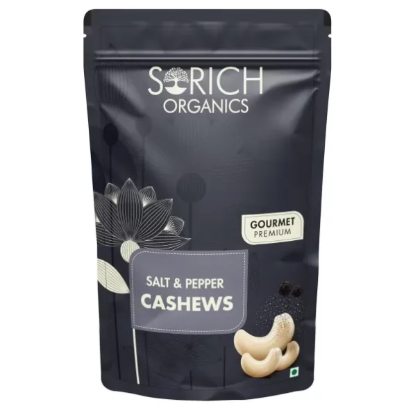 Sorich Organics Salted & Black Pepper Cashews 200gm available on Herbkart