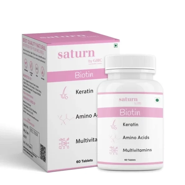 Saturn by GHC Skin Biotin - 100% Vegan, 60 Tablets available on Herbkart