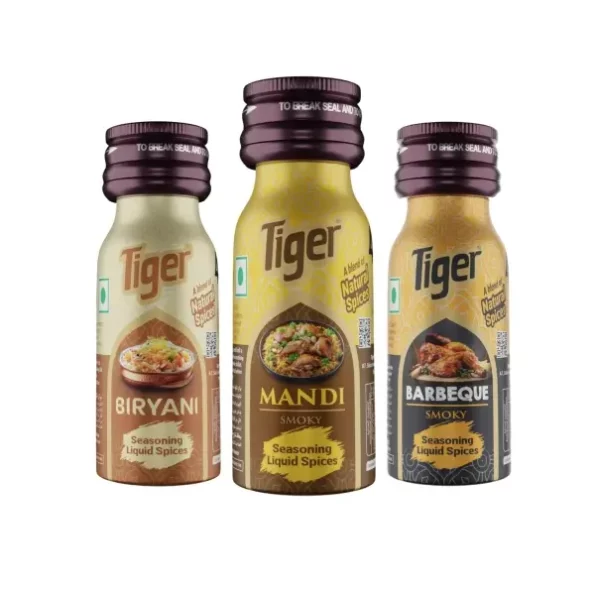 Tiger Mandi |Tiger Biryani, Barbeque Smoky Food Essence Seasoning Liquid Spices - 18 * 3-54 ML available on Herbkart