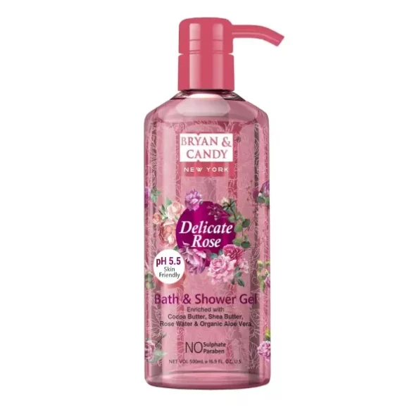 Bryan & Candy Shower Gel with Aloe Vera. Gentle, Moisturizing Body Wah (Delicate Rose Shower Gel, 500ml) available on Herbkart