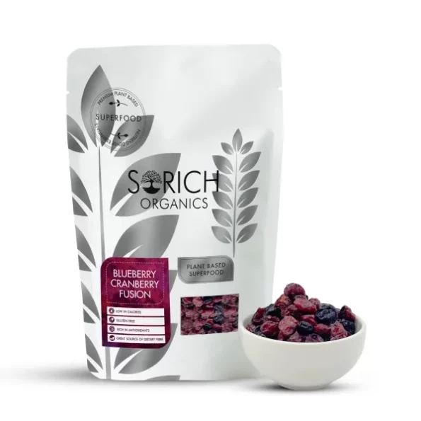 Sorich Organics Premium Whole Dried Blueberry and Cranberry Fusion 150gm available on Herbkart