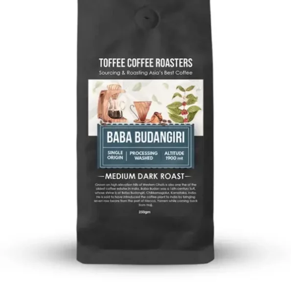 Toffee Coffee Roasters Baba Budangiri Coffee 250 gm 100% Arabica Medium Dark Roast, Grind: French Press available on Herbkart