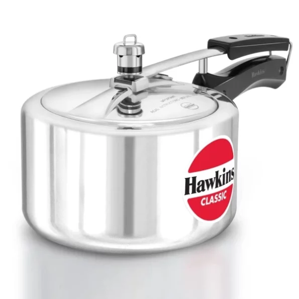 Hawkins Classic 3L (Wide) Aluminium Inner Lid Pressure Cooker (Silver) available on Herbkart