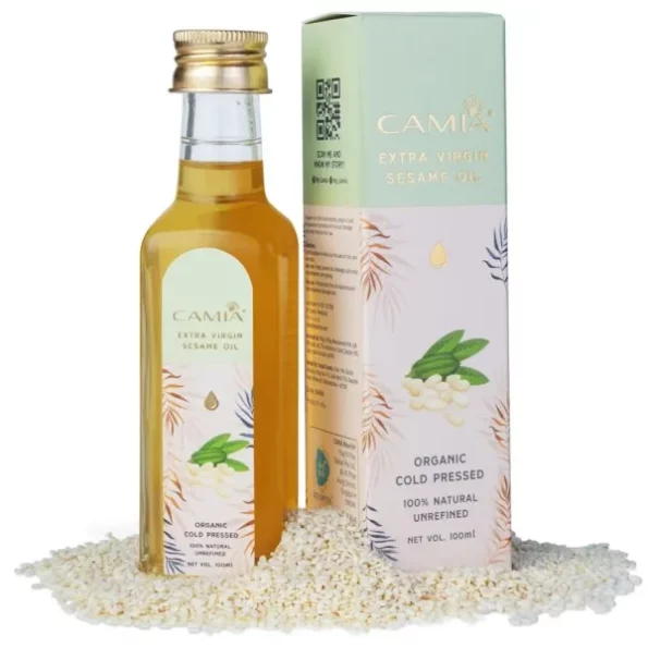 CAMIA Premium Sesame Oil for Skin & Hair Care (Til/Gingelly) | Organic & Cold Pressed Sesame Oil | 100% Natural & Preservatives Free | Body Massage Oil & Hair Oil | 100 ML Glass Bottle, Herbkart8t761jbt4BV7tL.webp, Herbkart8t761jbt4BV7tL