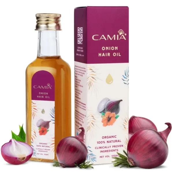 CAMIA Organic Onion Hair Oil with 5 Natural Hair Growth Boosters 100 ML available on Herbkart