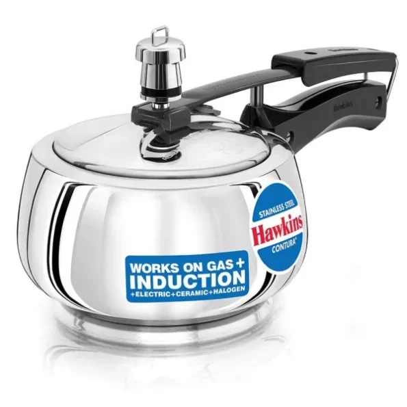 Hawkins Stainless Steel Contura Induction Compatible Inner Lid Pressure Cooker, 1.5 Litre, Silver available on Herbkart