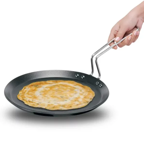 Hawkins Futura 26 cm Flat Tava, Non Stick Tawa with Stainless Steel Handle, Black available on Herbkart