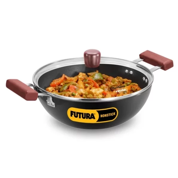 Hawkins Futura 3 Litre Deep Kadhai, Non Stick Kadai with Glass Lid available on Herbkart