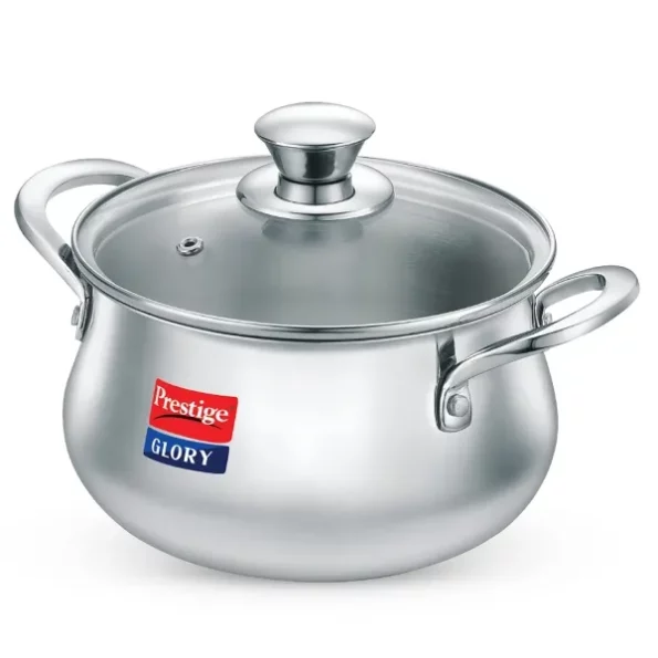 Prestige Glory Stainless Steel Cookware Handi 22 Cm / 5.0 L with Glass Lid available on Herbkart