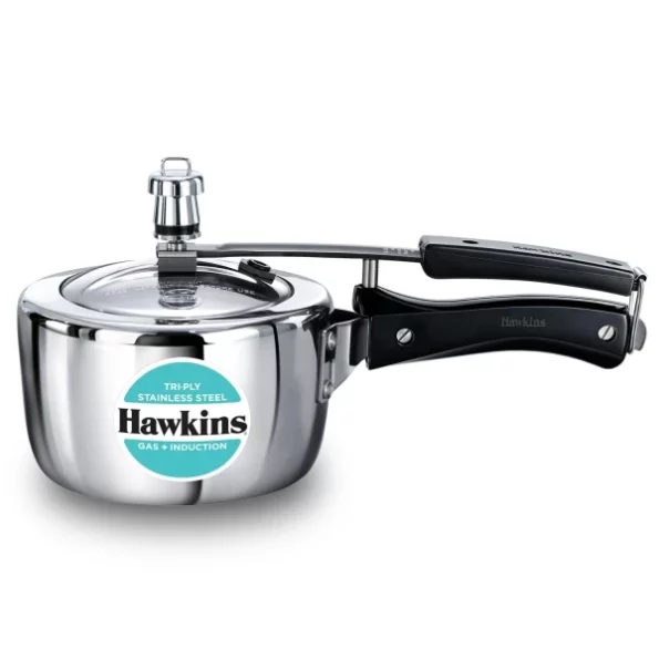 Hawkins 1.5 Litre Triply Stainless Steel Pressure Cooker, Inner Lid Induction Cooker, Silver available on Herbkart