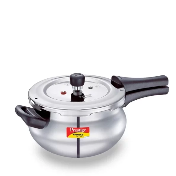 Prestige Svachh Deluxe Alpha Mini Pressure Handi, with deep lid for Spillage Control, 3 L, Stainless Steel, Silver, Outer Lid available on Herbkart