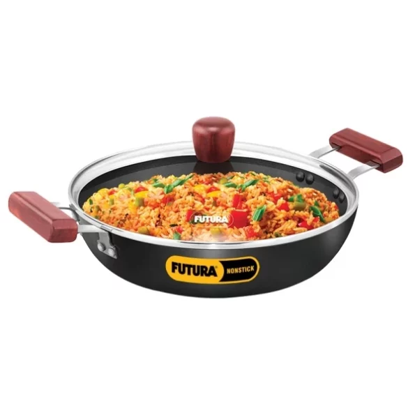 Hawkins Futura 3 Litre Cook n Serve Frying Pan, Non Stick Frying Pan with Glass Lid available on Herbkart