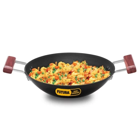 Hawkins Futura 2 Litre Deep Fry Pan, Hard Anodised Kadai, Flat Bottom Kadhai, Black available on Herbkart