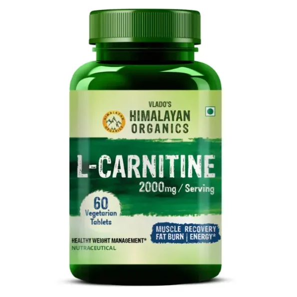 Vlado's Himalayan Organics L-Carnitine 2000 Mg, Healthy Weight Management, Supports Muscle Recovery, Boost Energy, Endurance, And Fat Burn - 60 Vegetarian Tablets, HO-LCarnitine-60Tabs-1.webp, HO LCarnitine 60Tabs 1