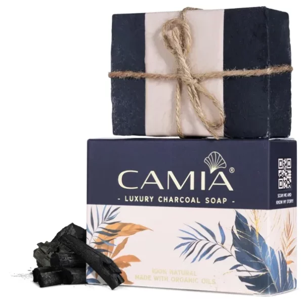 CAMIA - 100% Organic Handmade Charcoal Soap For Bath, 125 Gm available on Herbkart