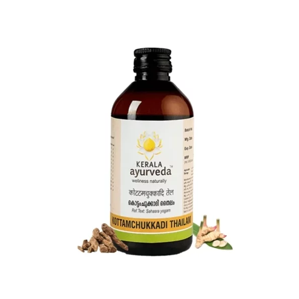Kerala Ayurveda Kottamchukkadi Thailam 200 ML|For Tennis Elbow & Sports injuries|Relieves joint swelling and inflammation|Pain Relief Oil |With Kottam, Chukku, Vayambu, Rasna, Devadaru in Sesame oil, Herbkart8t751eU7b-wCIL.webp, Herbkart8t751eU7b wCIL