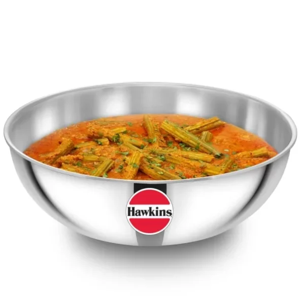 Hawkins 5 Litre Metro Kadhai, Triply Stainless Steel Induction Tasla, Silver available on Herbkart