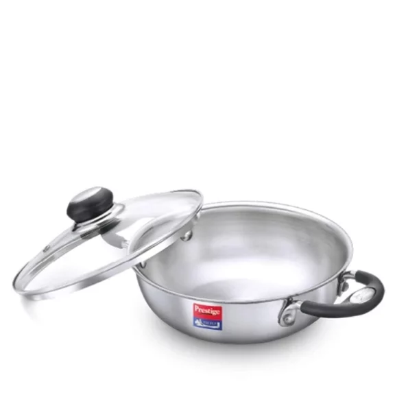 Prestige Tri-Ply Splendor Kadai with Glass Lid (28cm,4.25L Capacity) available on Herbkart