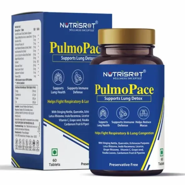 NUTRISROT Pulmopace Lung Detox & Toxin Cleanser (60 tabs) available on Herbkart