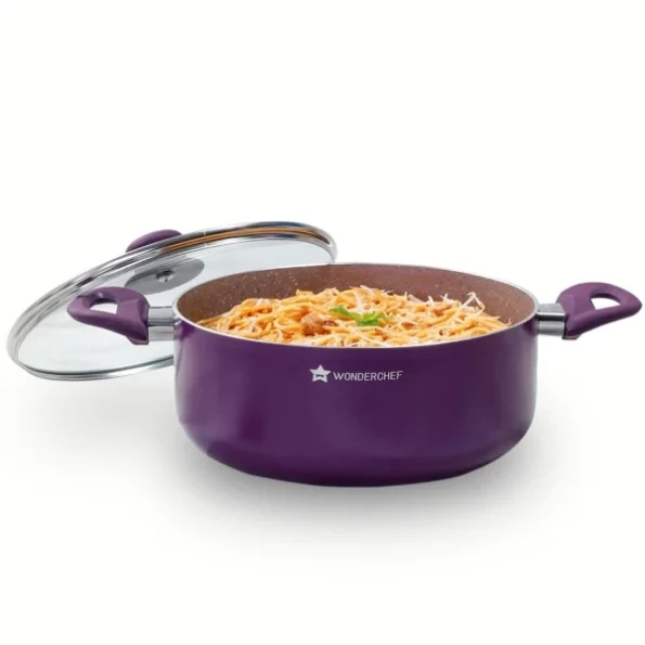 Wonderchef Royal Velvet 24cm Casserole with Glass Lid, 3 mm Thick, 4.5 litres available on Herbkart