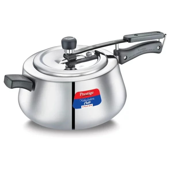 Prestige Nakshatra Cute Svachh Stainless Steel Inner Lid Pressure Cooker with Unique Deep Lid for Spillage Control, 5 Litre, Silver available on Herbkart