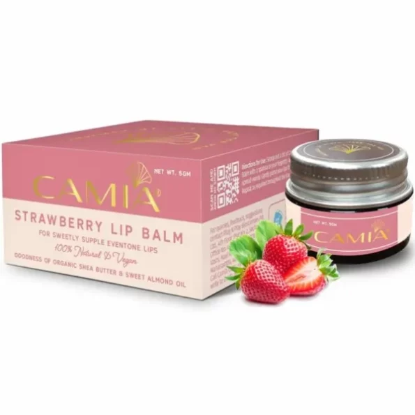 CAMIA - Natural Strawberry Lip Balm for Dry & Chapped Lips 5 Gm available on Herbkart