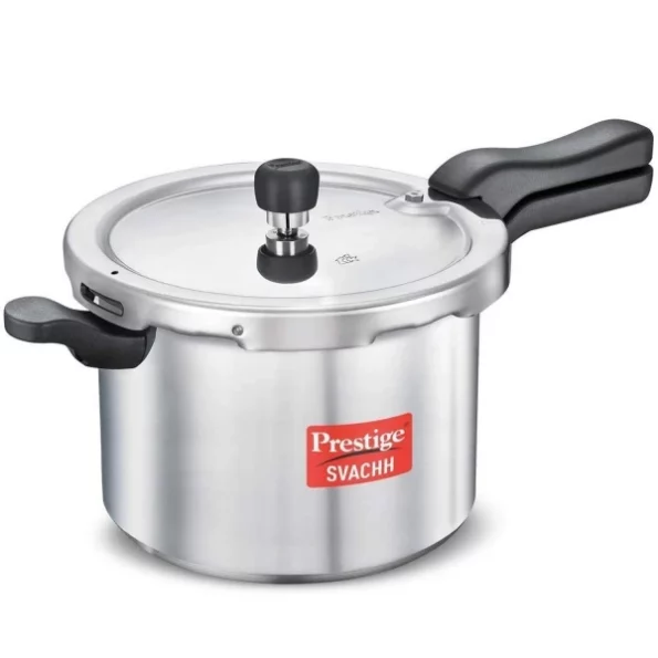 Prestige Svachh Aluminium Outer Lid Pressure Cooker, With Spillage Control, 5L, Silver available on Herbkart