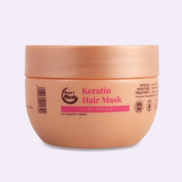 Peach And Musk Keratin Hair Mask for Dry, Damaged & Frizzy Hair - 200 gm available on Herbkart