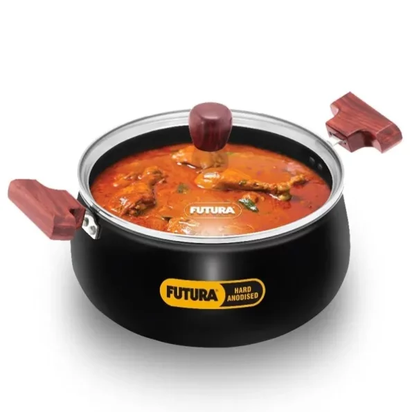 Hawkins Futura 4 Litre Cook n Serve Handi, Hard Anodised Biryani Handi with Glass Lid available on Herbkart