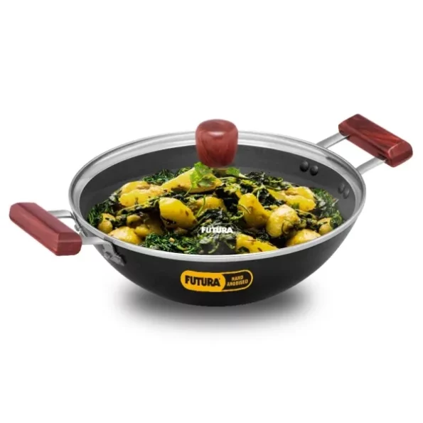 Hawkins Futura 3 Litre Deep Fry Pan, Hard Anodised Kadai with Glass Lid available on Herbkart