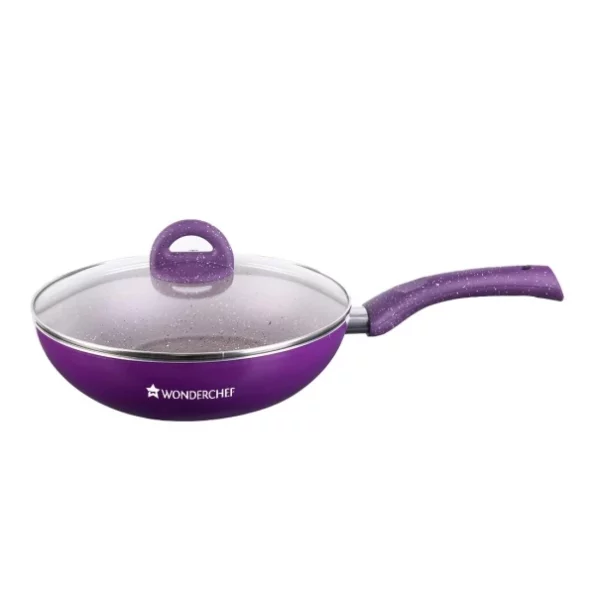 Wonderchef Granite Non-Stick Wok, Glass Lid 3.5mm Thick, 24cm, 2.7 litres, Herbkart8t751KuFg23uTL.webp, Herbkart8t751KuFg23uTL