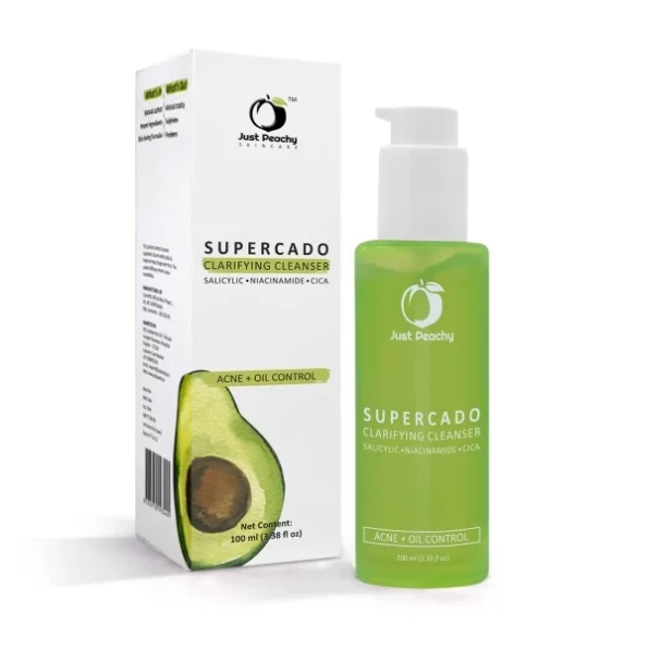 Just Peachy SUPERCADO Skin Clarifying Face Wash With Niacinamide, Tea Tree, Avocado And Cica 100 mL available on Herbkart