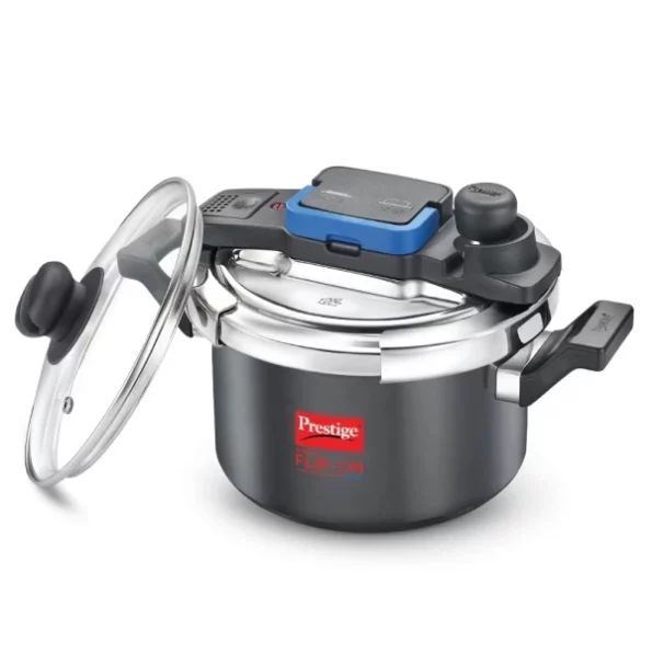 Prestige Svachh Flip-on Mini Hard Anodised Spillage Control Outer Lid Pressure Cooker with Glass Lid, 3 Litre (Black), Herbkart8t751jECklXMvL.webp, Herbkart8t751jECklXMvL