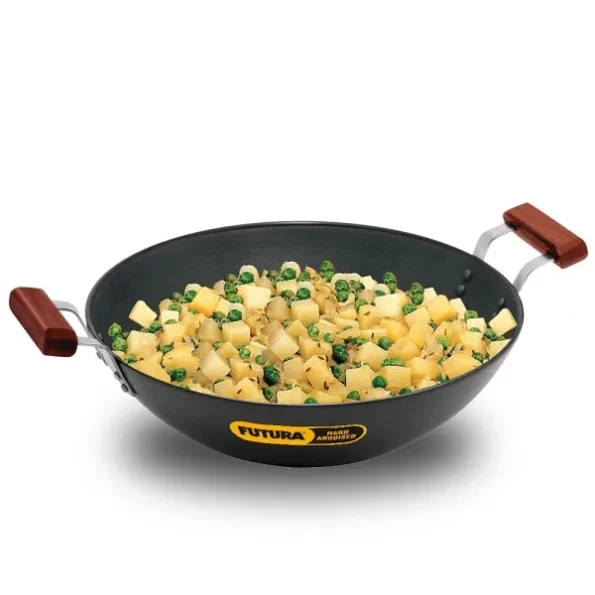 Hawkins Futura 5 Litre Deep Fry Pan, Hard Anodised Kadai, Flat Bottom Kadhai, Big Kadai, Black available on Herbkart