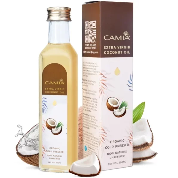 CAMIA - Organic Cold Pressed Coconut Oil 250 ml available on Herbkart