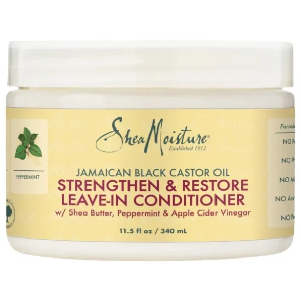 Shea Moisture Strengthen Grow & Restore Leave In Peppermint Conditioner For Oily Hair, 454G available on Herbkart