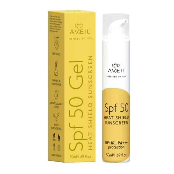 AVEIL Heat Shield Gel Sunscreen SPF 50 With PA+++, 50ml available on Herbkart