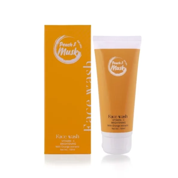 Peach and Musk Vitamin-C Face Wash with Niacinamide & Orange Extracts 100ml available on Herbkart