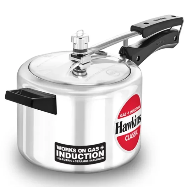 Hawkins 4 Litre Classic Pressure Cooker, Induction Inner Lid Cooker, Pan Cooker, Silver available on Herbkart