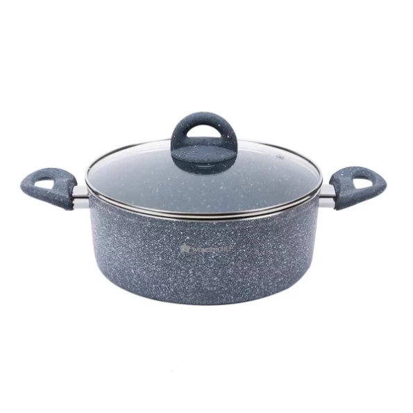 Wonderchef Granite 24 cm Non-Stick Casserole Glass Lid, 3.5mm, 4 liters available on Herbkart