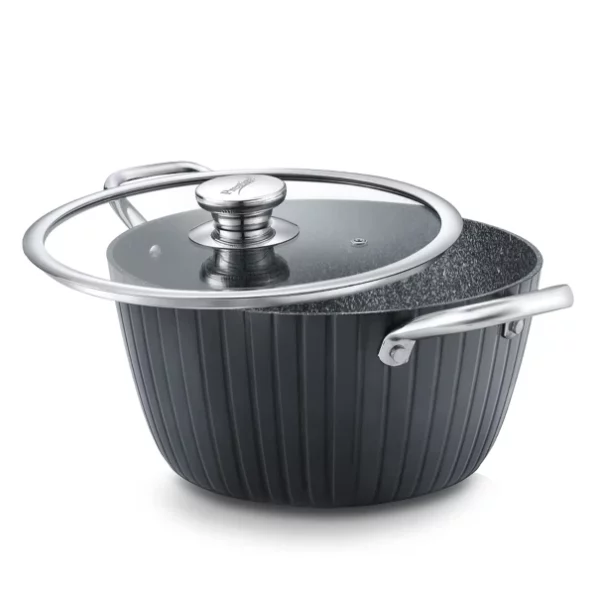 Prestige Durastone Hard Anodised 6 Layer Non-Stick Casserole with Glass Lid, (24 cm, 4 Litre) (Black) available on Herbkart