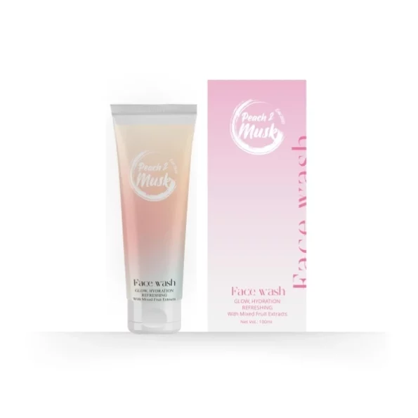 Peach and Musk Vitamin-C Face Wash with Niacinamide & Mixed Fruit Extracts 100ml available on Herbkart