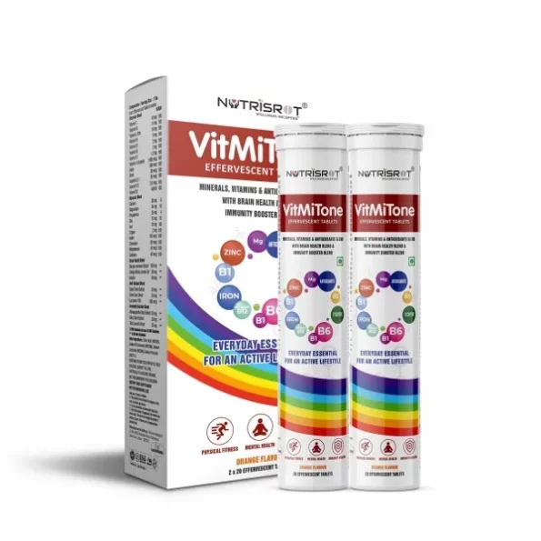 NUTRISROT VitmiTone MultiVitamin Effervescent Tablets in Orange Flavour (40 tablets) available on Herbkart