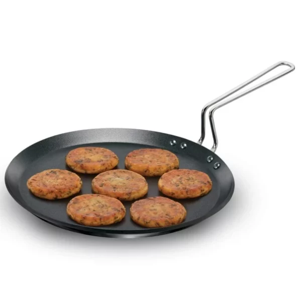 Hawkins Futura Induction Compatible Nonstick Flat Tava 30 cm, 4.88 mm (Black) available on Herbkart