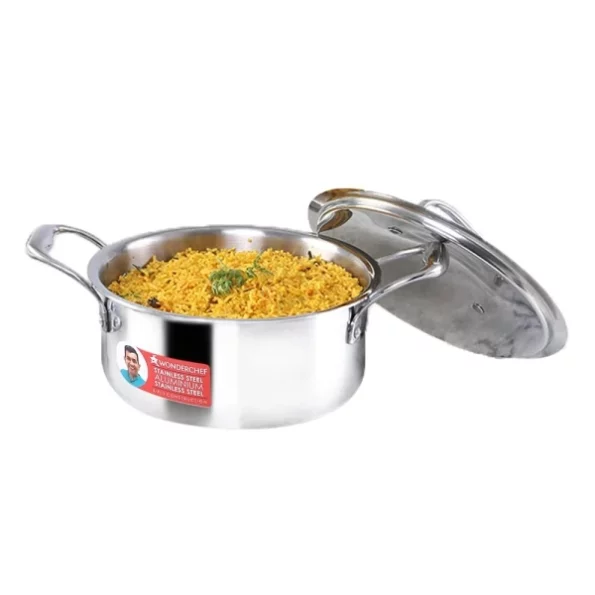 Wonderchef Nigella Tri-ply Stainless Steel 20 cm Casserole, 3 litres, 2.6mm Thickness available on Herbkart