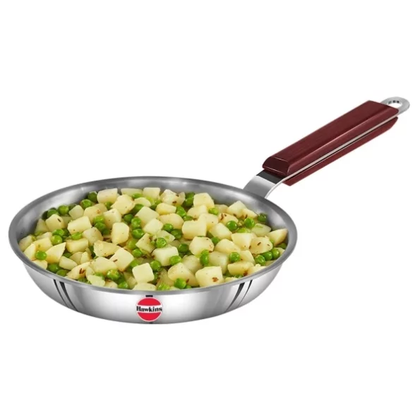 Hawkins 20 cm Frying Pan, Triply Stainless Steel Fry Pan, Induction Frying Pan, Silver available on Herbkart