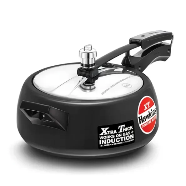 Hawkins Pressure Cooker Contura Hard Anodized Extra Thick Base for Induction, 3.5 L (Black) available on Herbkart