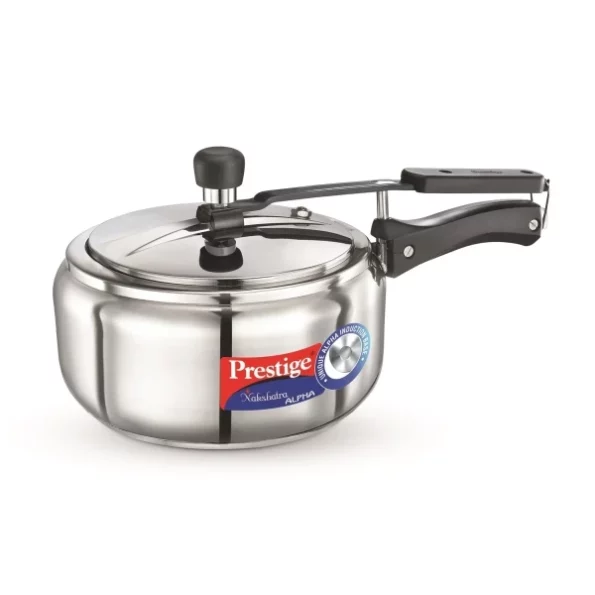 Prestige Nakshatra Alpha Stainless Steel Inner Lid Pressure Cooker, 3.5 Litres, Silver available on Herbkart