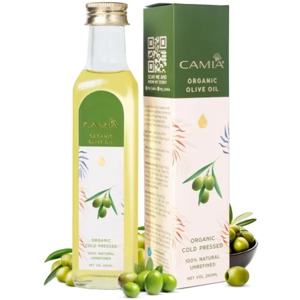 CAMIA - Organic Cold Pressed Olive Oil 250 ML available on Herbkart